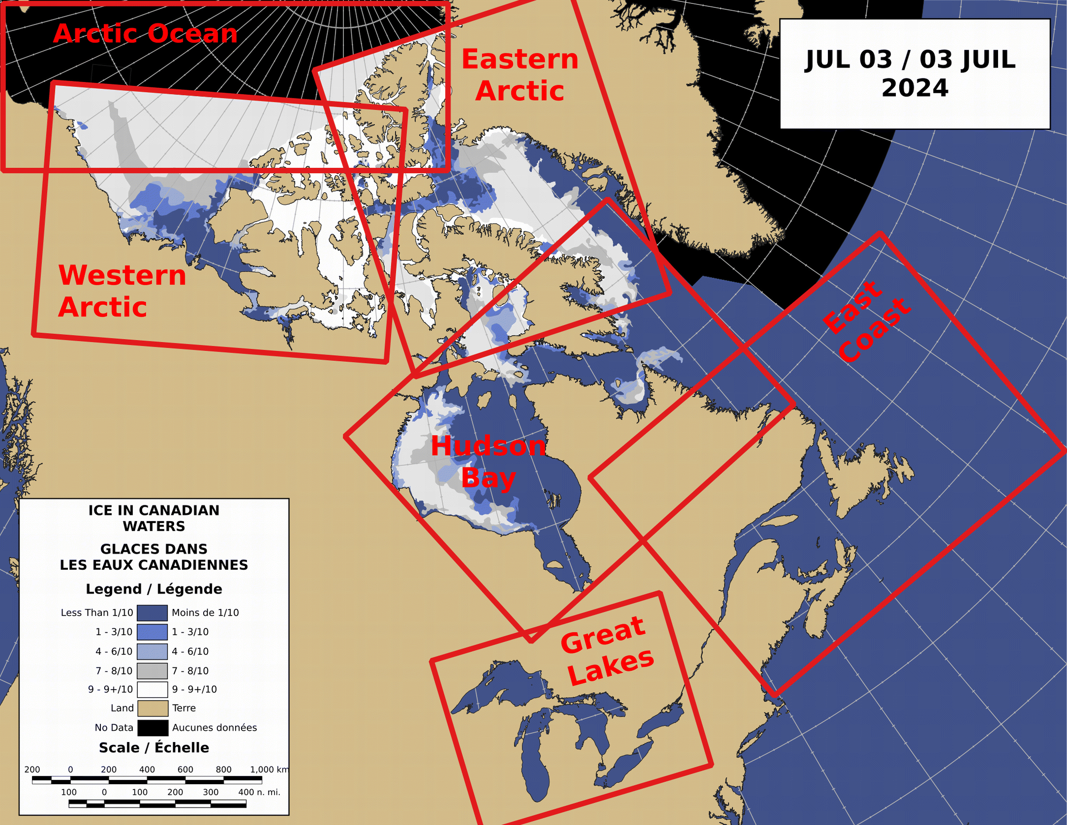 Current ice cover in Canadian Waters